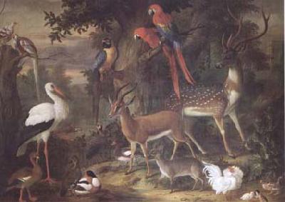  Birds and deer in a Garden (mk25)